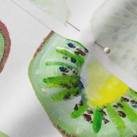 Painted Kiwi Slices On White