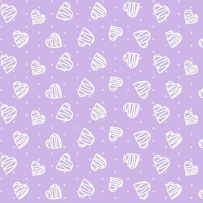 Happy Hearts White On Lavender