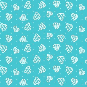 Happy Hearts White On Turquoise