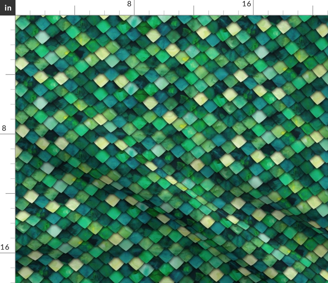 dragon scales - green multi Fabric | Spoonflower