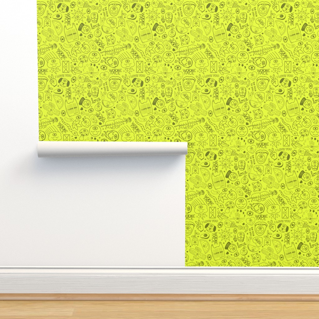 Impuro ayuda Rítmico Wokeface Green Shapes Wallpaper | Spoonflower