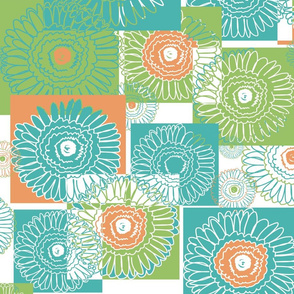 Fresh Gerberas-Abstract Block Floral-Spring Bright Palette 