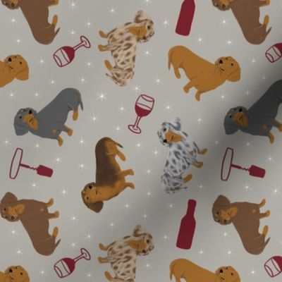 Tiny Smooth Dachshunds - wine