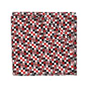 Whirling Checkerboard in Black White and Red