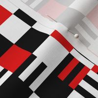 Whirling Checkerboard in Black White and Red