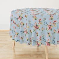 Cottage Garden Floral on Blue