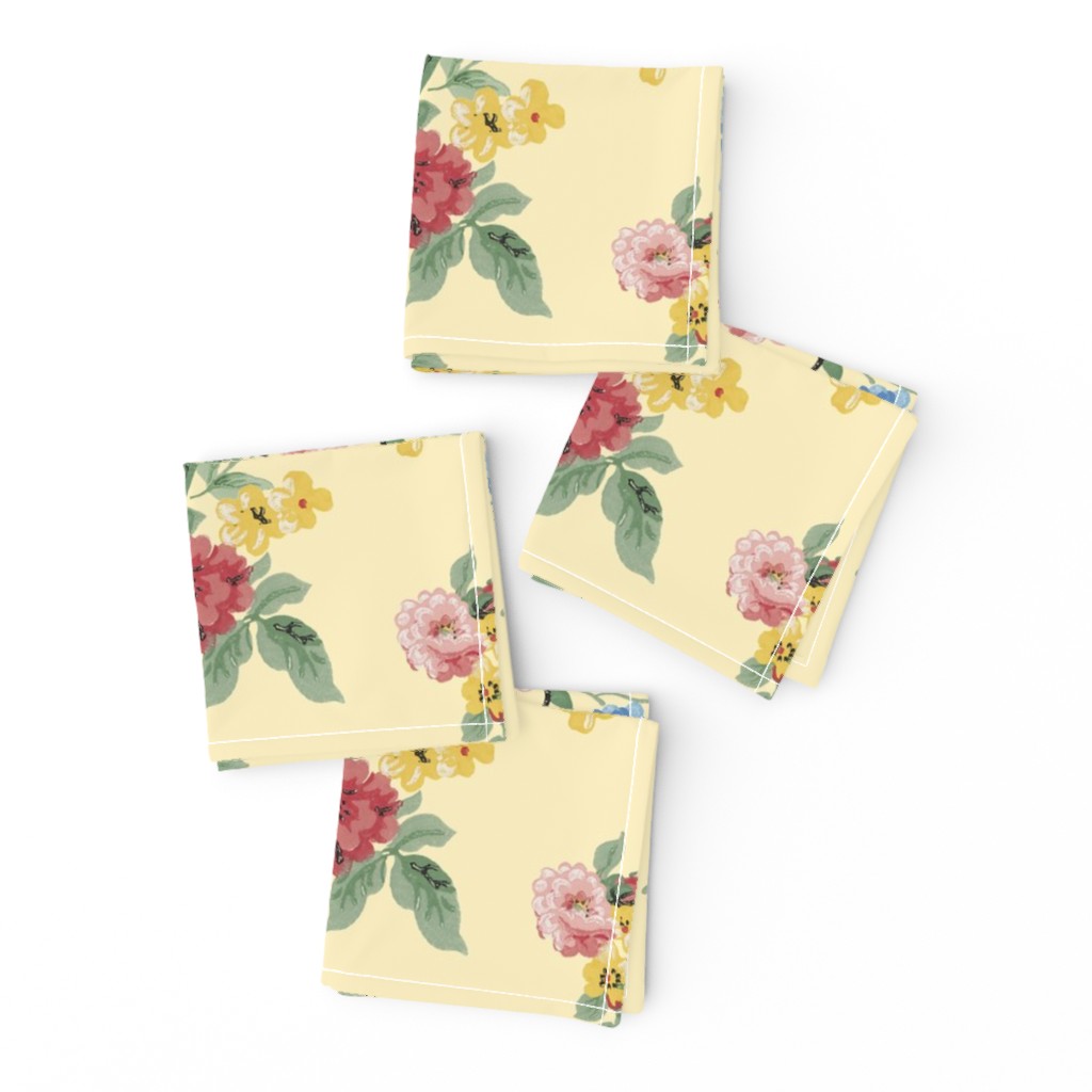 Cottage Garden Floral on Yellow