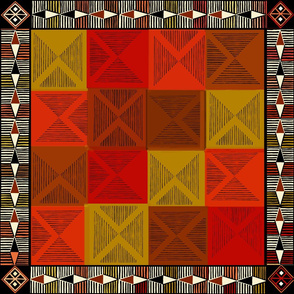 African - Abstract Quilt with Border