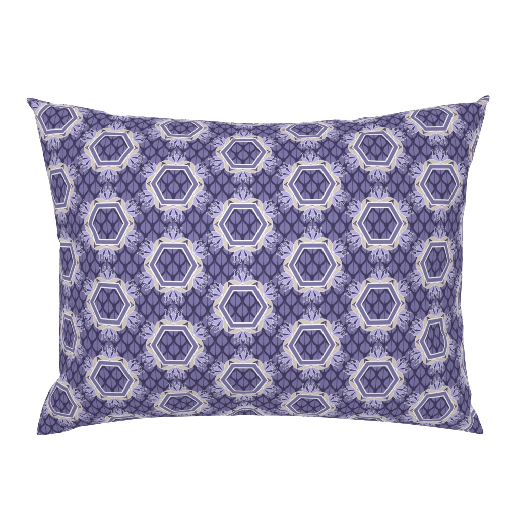 Purple Lotus Blossom Hexagons Geometric Floral Print