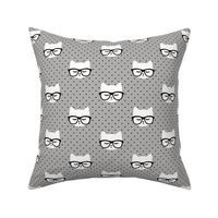 cats with glasses - polka grey