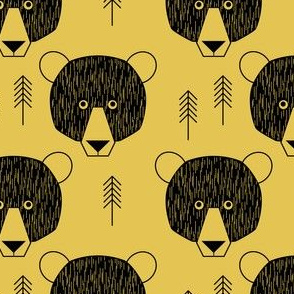geometric bears and trees on gold