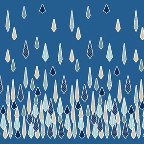 Rain Border Print in Blue and Aqua