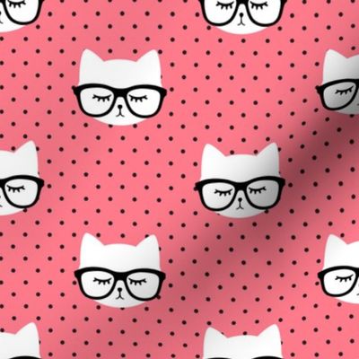 cats with glasses - polka dots