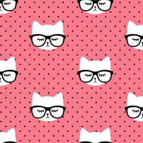 cats with glasses - polka dots