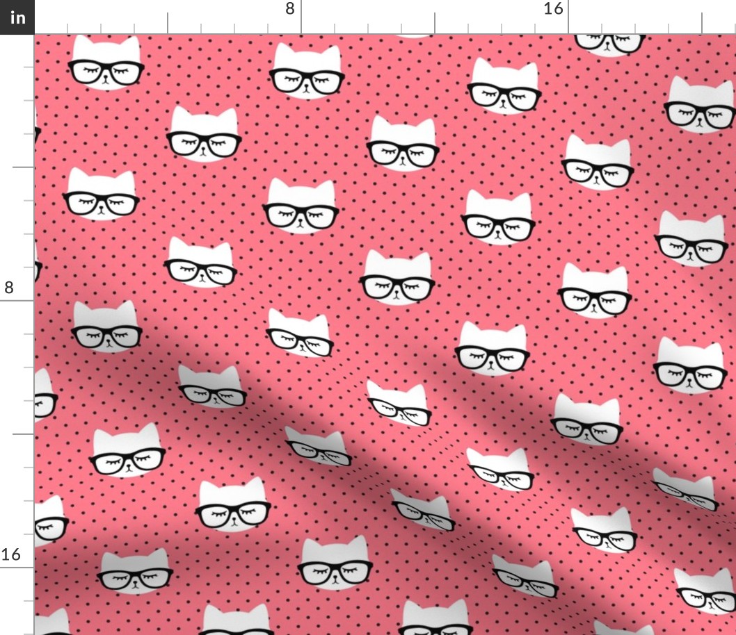 cats with glasses - polka dots