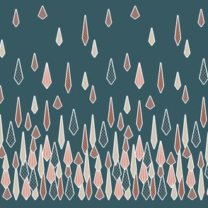 Rain Border Print in Desert Peach and Deep Teal