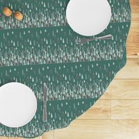 Rain Border Print in Chocolate and Mint