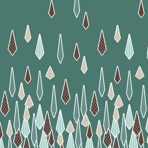 Rain Border Print in Chocolate and Mint