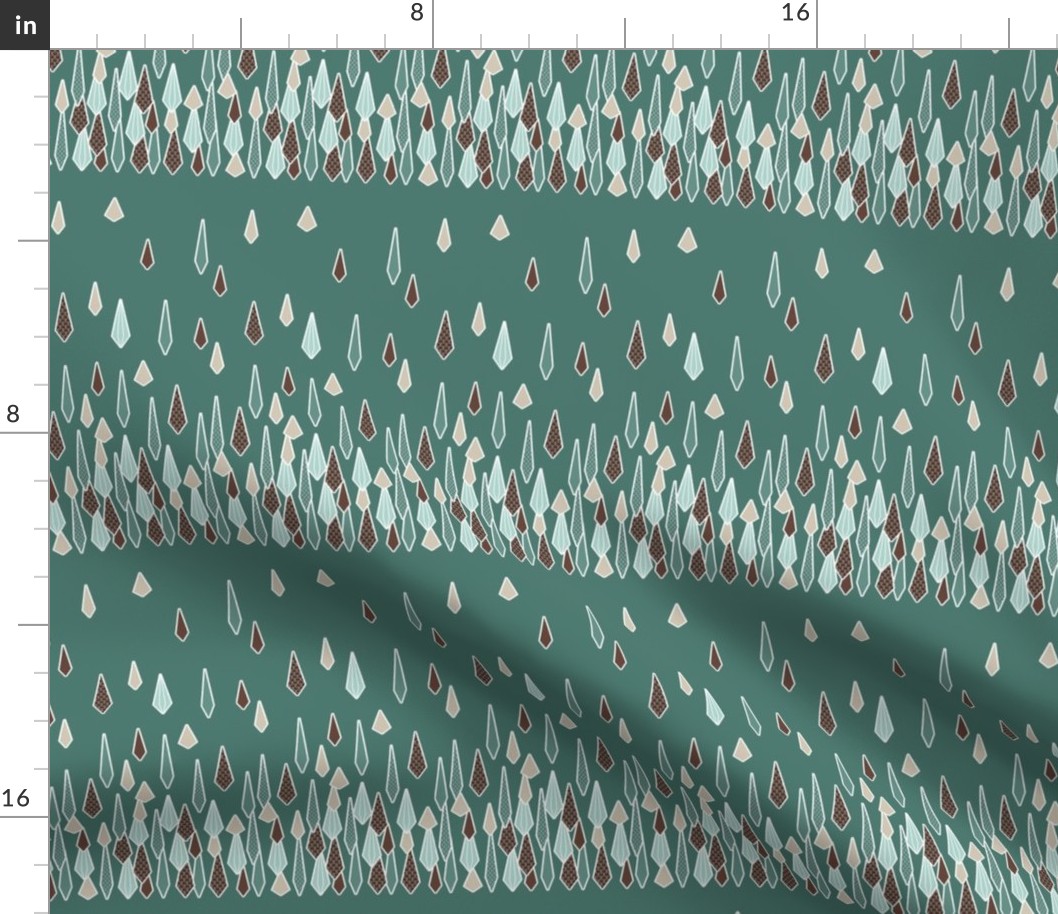 Rain Border Print in Chocolate and Mint