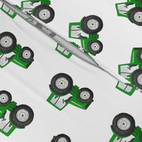 Rows of Green Tractors on white - medium scale