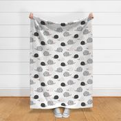 Scandinavian sweet hedgehog illustration for kids gender neutral black and white XL Jumbo