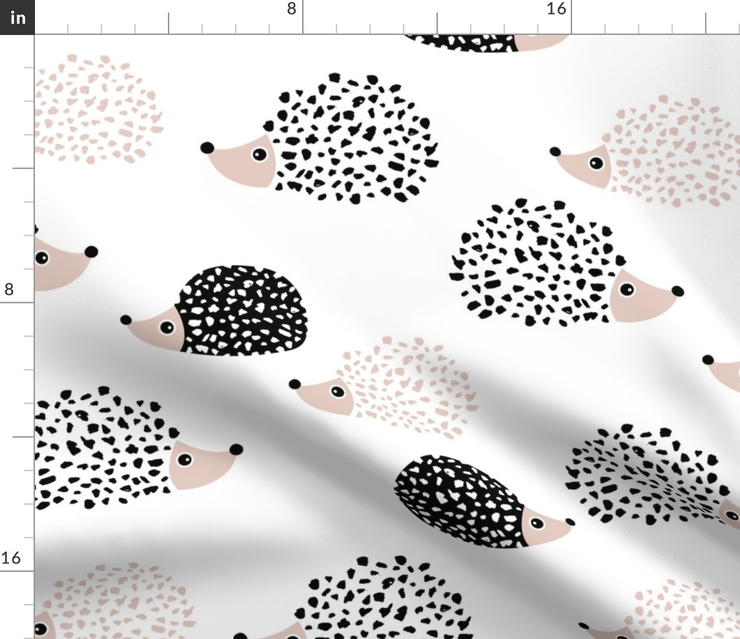 Scandinavian sweet hedgehog illustration for kids gender neutral black and white XL Jumbo