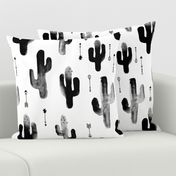 Black and white watercolors ink cactus garden gender neutral geometric arrows cowboy theme XL