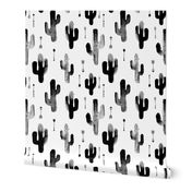 Black and white watercolors ink cactus garden gender neutral geometric arrows cowboy theme XL