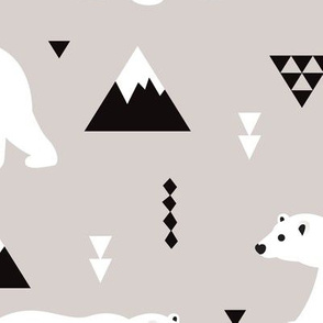 Cute polar bear winter mountain geometric triangle print XXL Jumbo