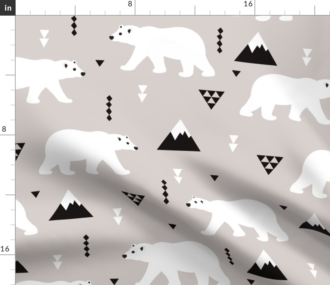 Cute polar bear winter mountain geometric triangle print XXL Jumbo
