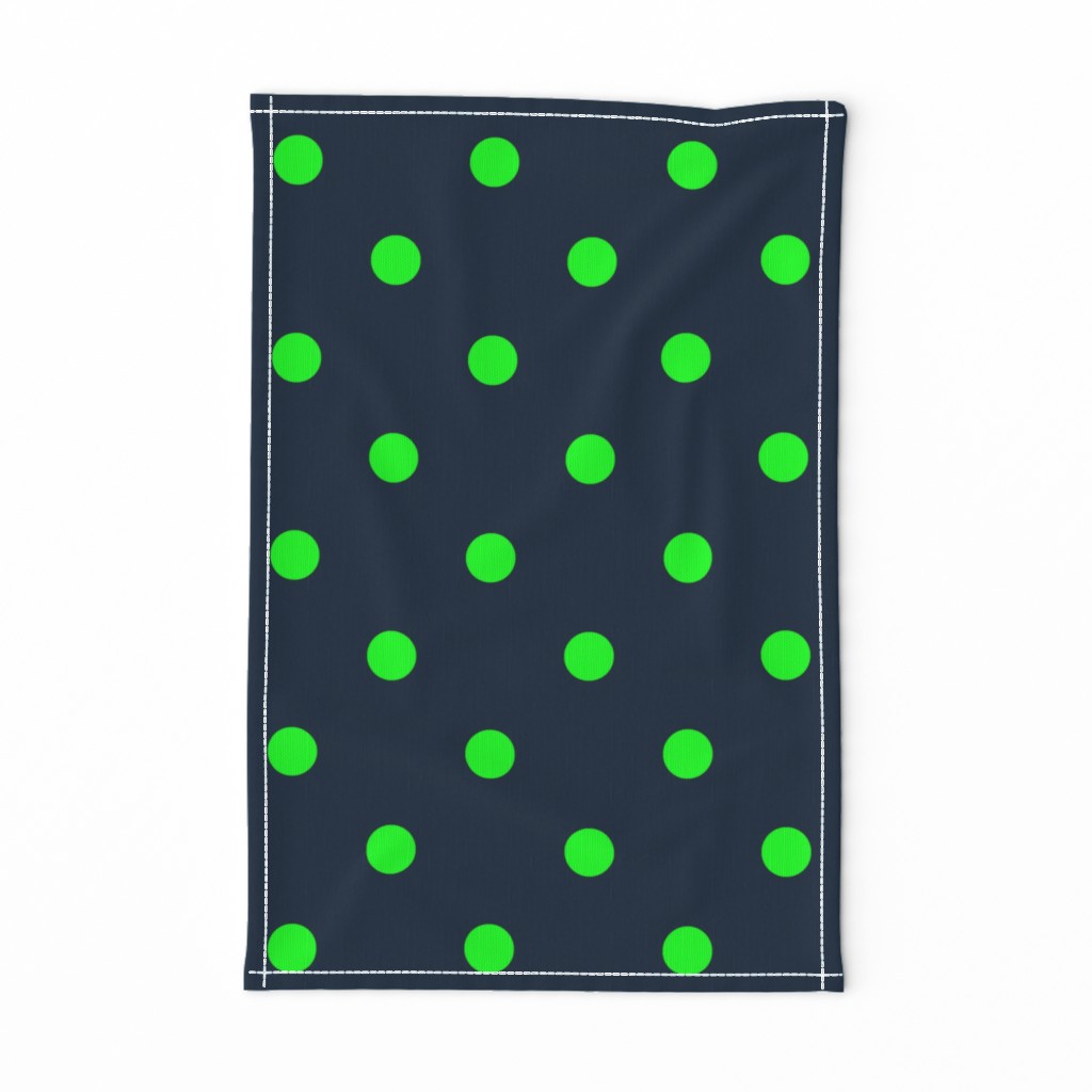 Navy and Neon Lime Green Jumbo Dots