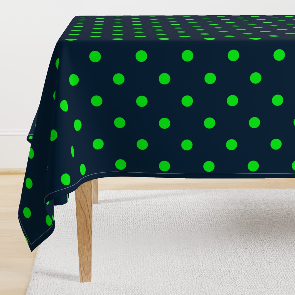 Navy and Neon Lime Green Jumbo Dots