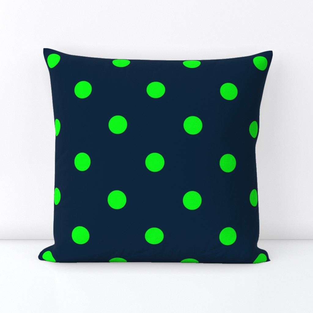 Navy and Neon Lime Green Jumbo Dots