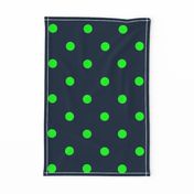 Navy and Neon Lime Green Jumbo Dots