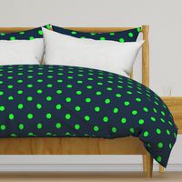 Navy and Neon Lime Green Jumbo Dots