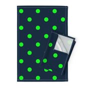 Navy and Neon Lime Green Jumbo Dots