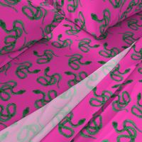 Green Snakes on Pink