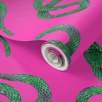 Green Snakes on Pink