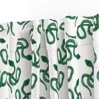 Emerald Green Snakes on White