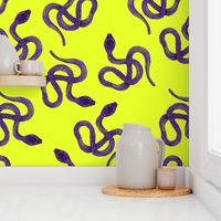 Purple and Grey Snakes on Yellow-Green