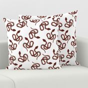 Red and Grey Snakes on White