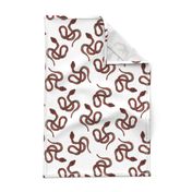 Red and Grey Snakes on White