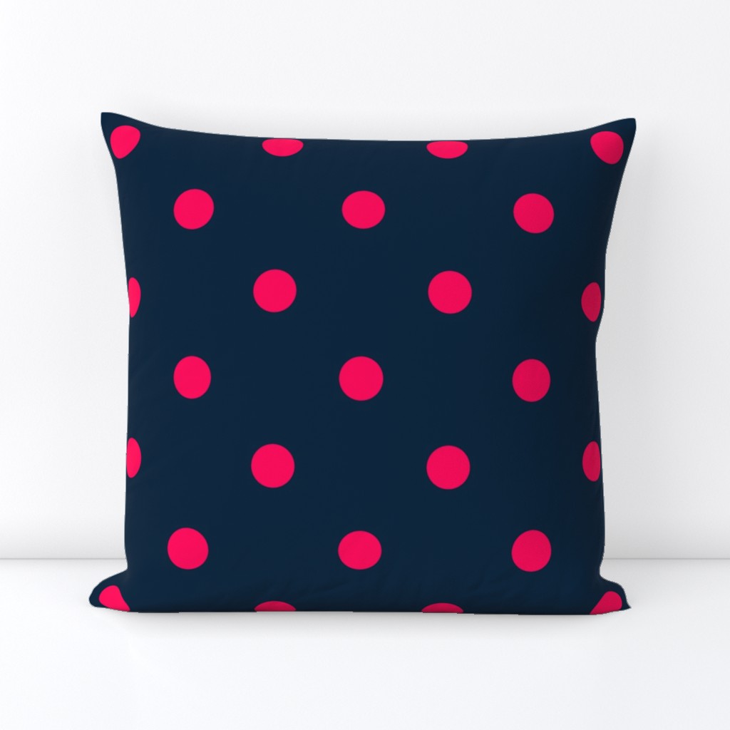 Navy and Neon Hot Pink Jumbo Dots