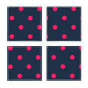 Navy and Neon Hot Pink Jumbo Dots