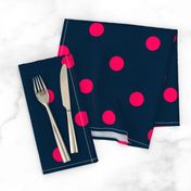 Navy and Neon Hot Pink Jumbo Dots