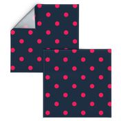 Navy and Neon Hot Pink Jumbo Dots