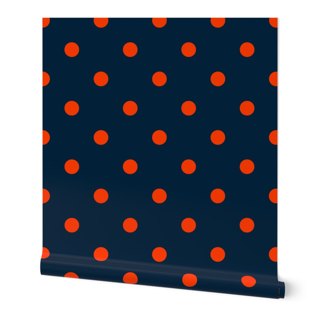 Navy and Neon Orange Jumbo Dots