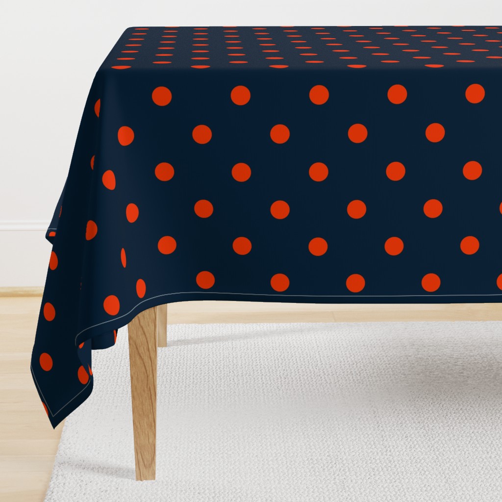 Navy and Neon Orange Jumbo Dots