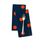 Navy and Neon Orange Jumbo Dots