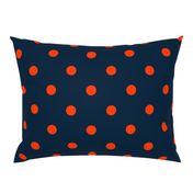 Navy and Neon Orange Jumbo Dots